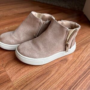 Stylish Tan Kids Shoes with Zipper